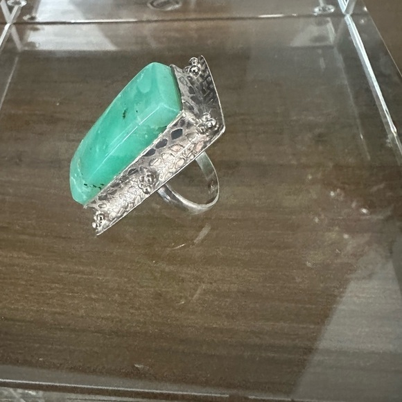925 Sterling Silver Jewelry - 925 Silver and Turquoise Statement Ring size 8